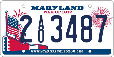 MD license plate 2AO3487