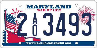 MD license plate 2AO3493