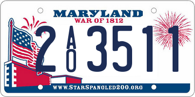 MD license plate 2AO3511