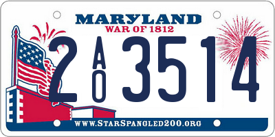 MD license plate 2AO3514