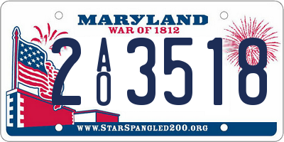 MD license plate 2AO3518