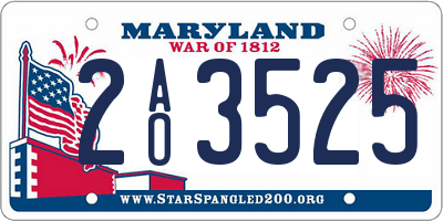 MD license plate 2AO3525