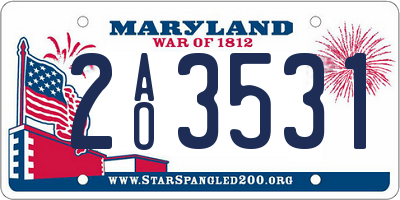 MD license plate 2AO3531