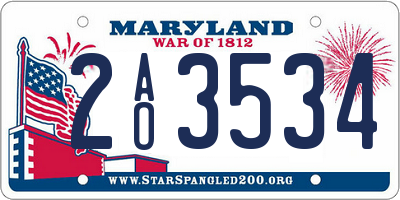 MD license plate 2AO3534