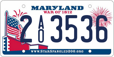 MD license plate 2AO3536