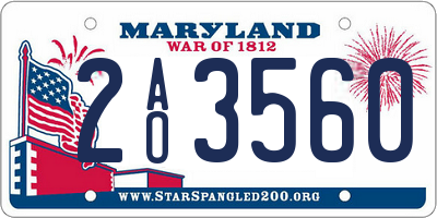 MD license plate 2AO3560