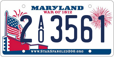 MD license plate 2AO3561