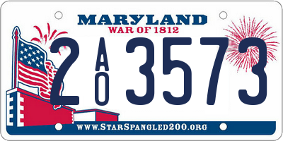 MD license plate 2AO3573