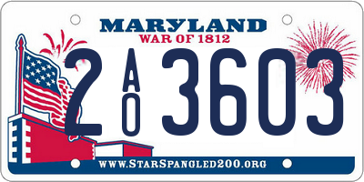 MD license plate 2AO3603
