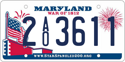 MD license plate 2AO3611