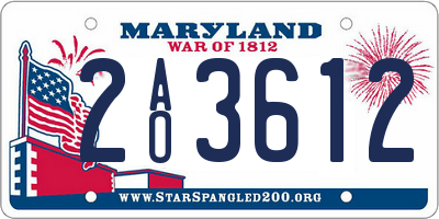 MD license plate 2AO3612