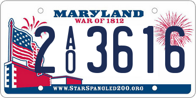 MD license plate 2AO3616