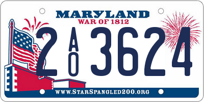 MD license plate 2AO3624