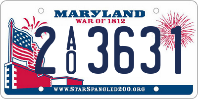 MD license plate 2AO3631