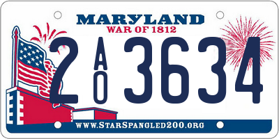 MD license plate 2AO3634
