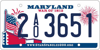 MD license plate 2AO3651