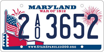 MD license plate 2AO3652