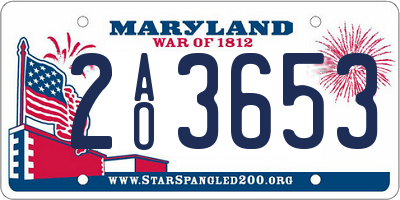 MD license plate 2AO3653