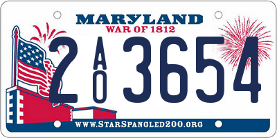 MD license plate 2AO3654