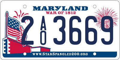 MD license plate 2AO3669