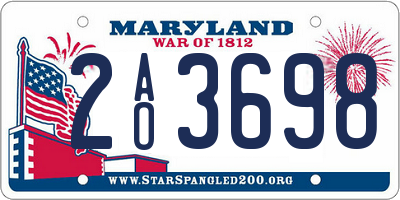 MD license plate 2AO3698