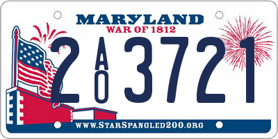 MD license plate 2AO3721