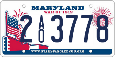 MD license plate 2AO3778