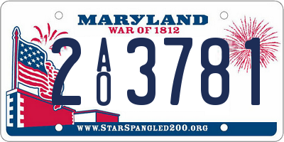 MD license plate 2AO3781