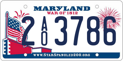 MD license plate 2AO3786