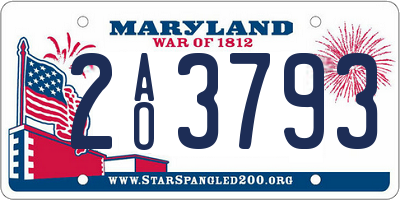MD license plate 2AO3793