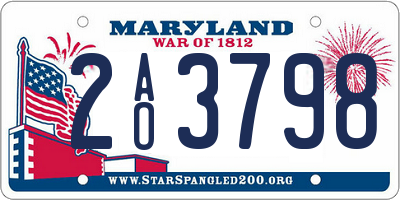 MD license plate 2AO3798