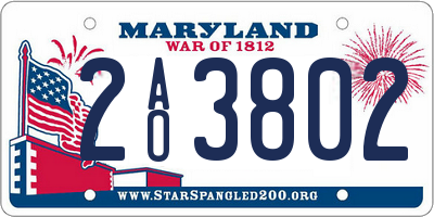 MD license plate 2AO3802