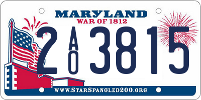 MD license plate 2AO3815