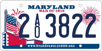 MD license plate 2AO3822