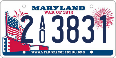 MD license plate 2AO3831