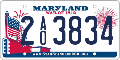 MD license plate 2AO3834