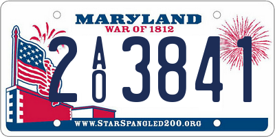 MD license plate 2AO3841