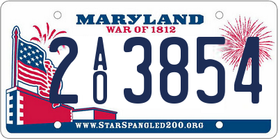 MD license plate 2AO3854