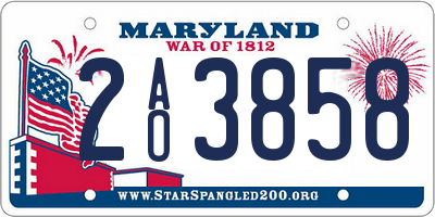 MD license plate 2AO3858