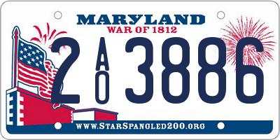 MD license plate 2AO3886