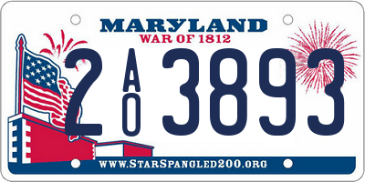 MD license plate 2AO3893