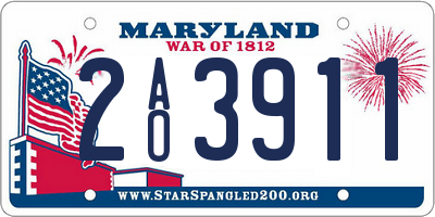 MD license plate 2AO3911