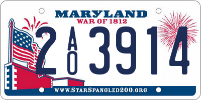 MD license plate 2AO3914