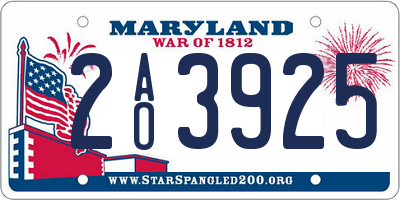 MD license plate 2AO3925