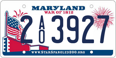 MD license plate 2AO3927