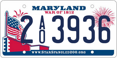 MD license plate 2AO3936