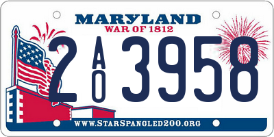 MD license plate 2AO3958