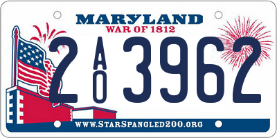 MD license plate 2AO3962