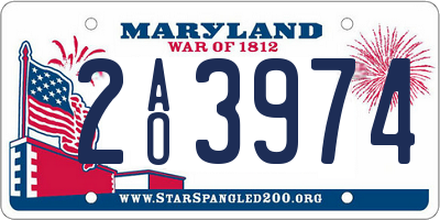 MD license plate 2AO3974