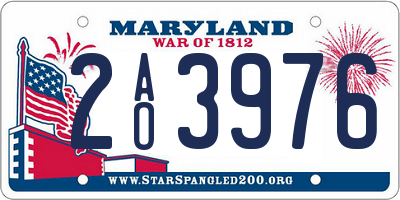 MD license plate 2AO3976